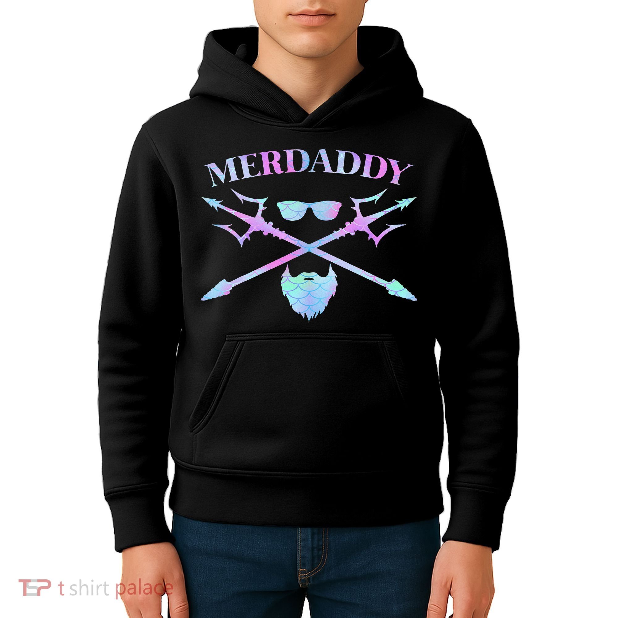 Merdaddy Security Merman Merdad Daddy Costume Father's Day Kids Hoodie