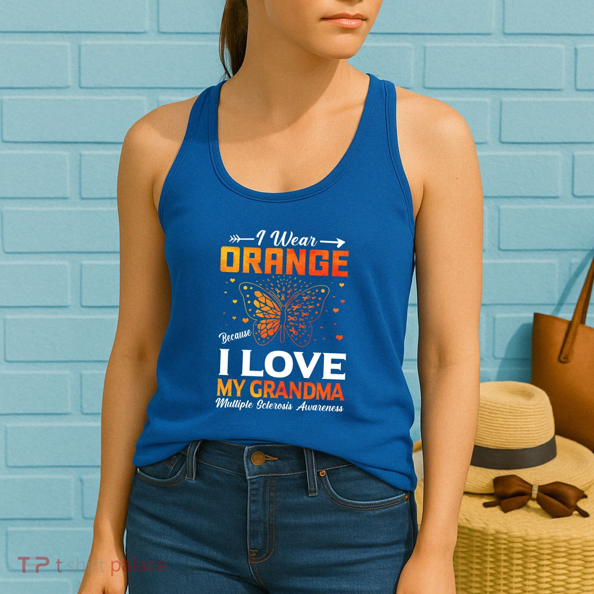 Multiple Sclerosis Ms Warrior I Wear Orange Grandma Gift Women's Tank Top