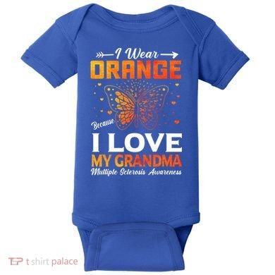 Multiple Sclerosis Ms Warrior I Wear Orange Grandma Gift Baby Bodysuit