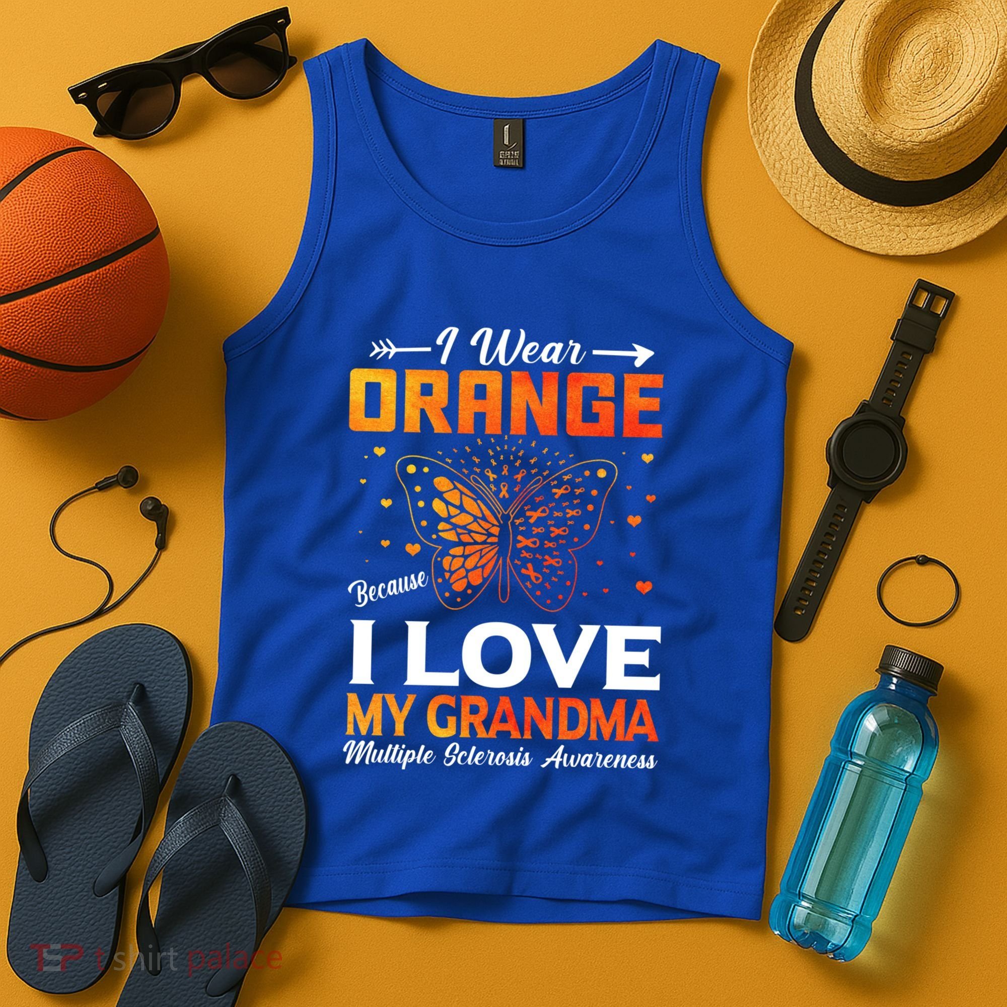 Multiple Sclerosis Ms Warrior I Wear Orange Grandma Gift Tank Top