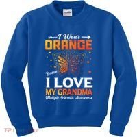 Multiple Sclerosis Ms Warrior I Wear Orange Grandma Gift Kids Sweatshirt thumb 0