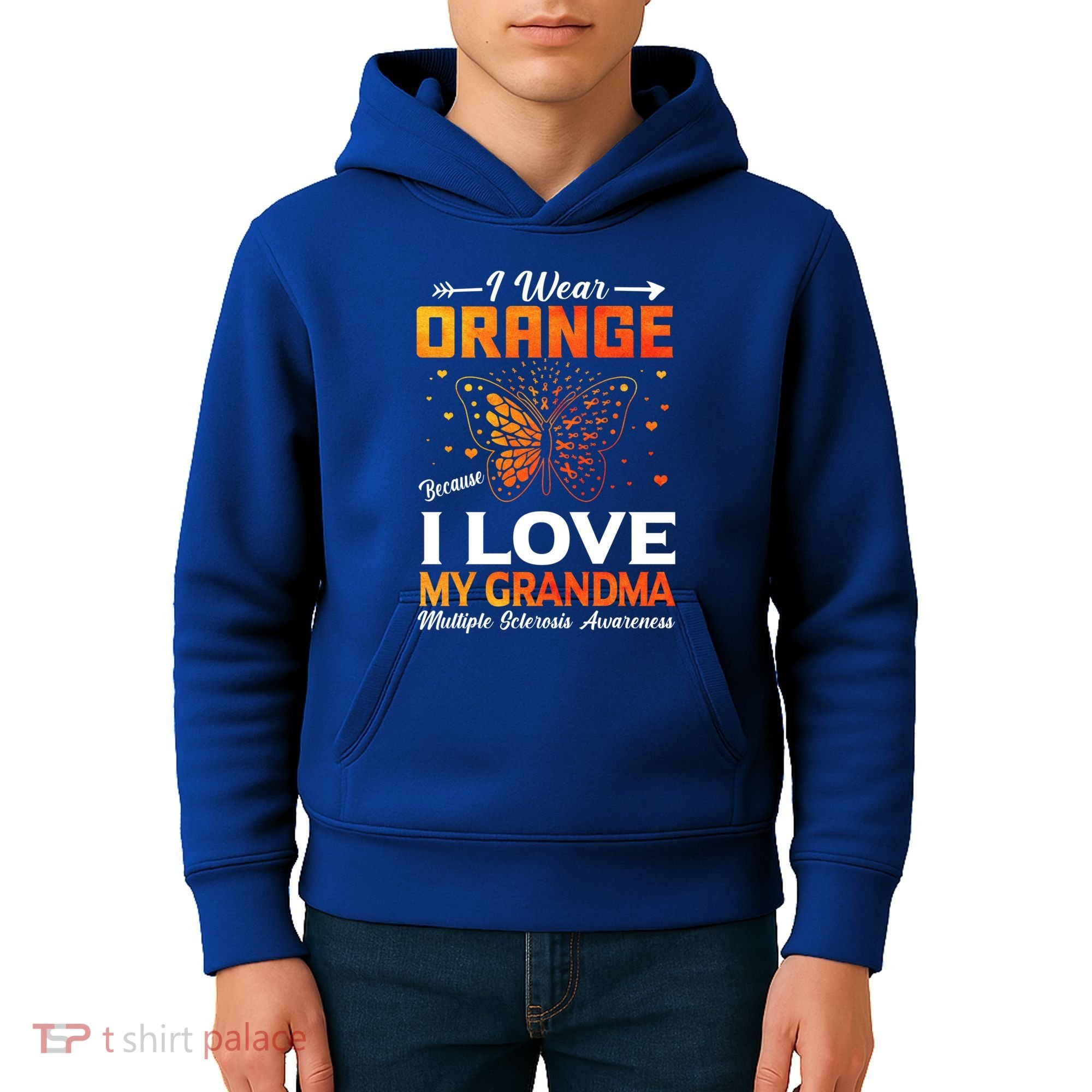 Multiple Sclerosis Ms Warrior I Wear Orange Grandma Gift Kids Hoodie
