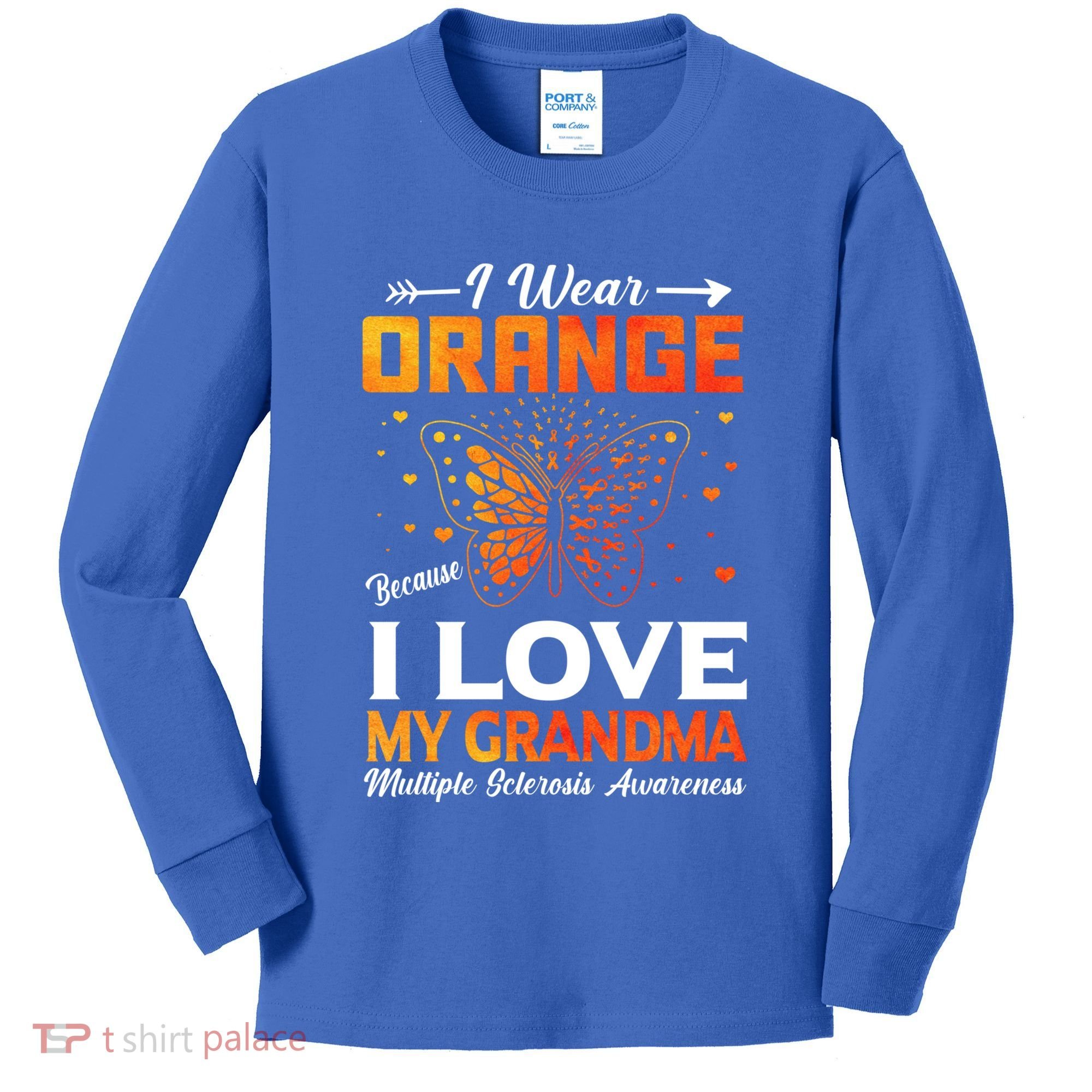 Multiple Sclerosis Ms Warrior I Wear Orange Grandma Gift Kids Long Sleeve Shirt