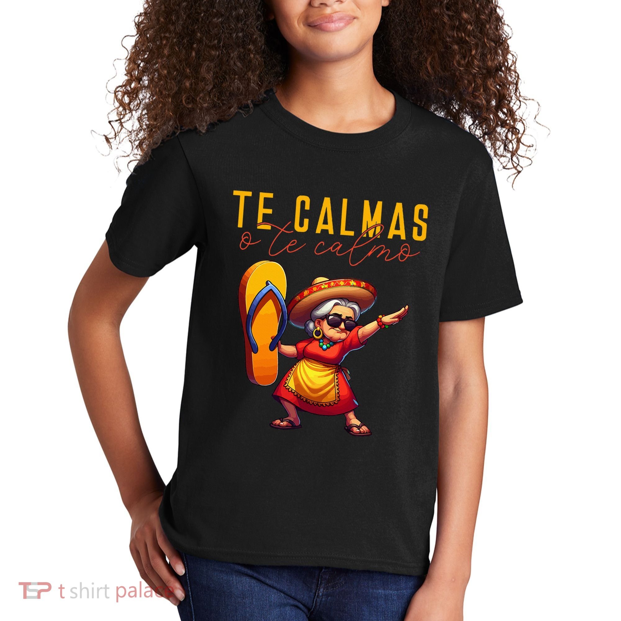 Mexican Spanish Mother Mom Expression Te Calmas O Te Calmo. Kids T-Shirt