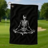 Meditating Skeleton Golf Towel thumb 1