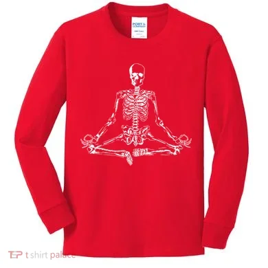 Meditating Skeleton Kids Long Sleeve Shirt