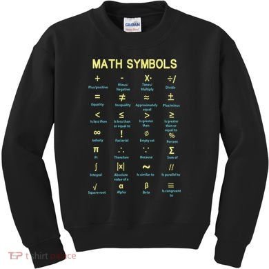 Math Symbols Mathematics Table Kids Sweatshirt