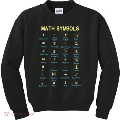 Math Symbols Mathematics Table Kids Sweatshirt