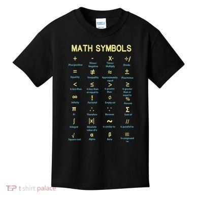 Math Symbols Mathematics Table Kids T-Shirt