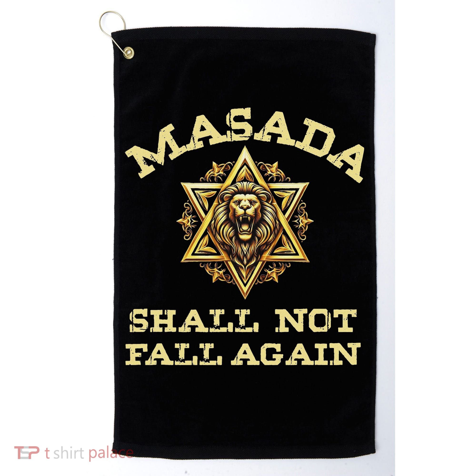 Masada Shall Not Fall Again Lion Judah Star Of David Israel Golf Towel