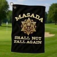 Masada Shall Not Fall Again Lion Judah Star Of David Israel Golf Towel thumb 1