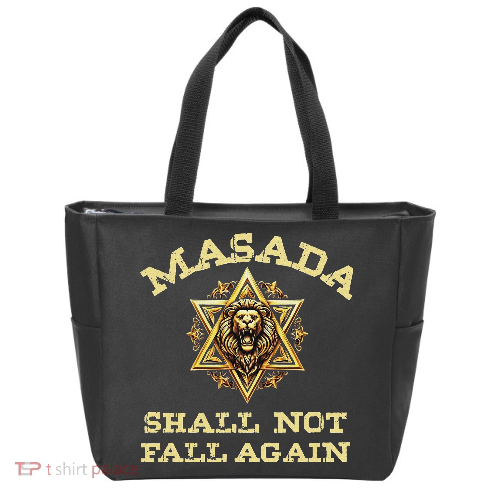 Masada Shall Not Fall Again Lion Judah Star Of David Israel Tote Bag