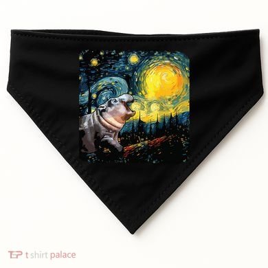 Moodeng Starry Night Van Gogh Funny Moodeng Meme USA-Made Doggie Bandana