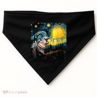 Moodeng Starry Night Van Gogh Funny Moodeng Meme USA-Made Doggie Bandana thumb 0