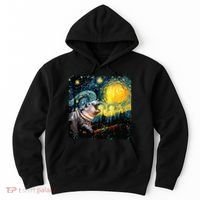 Moodeng Starry Night Van Gogh Funny Moodeng Meme Hoodie thumb 0