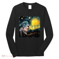 Moodeng Starry Night Van Gogh Funny Moodeng Meme Long Sleeve Shirt thumb 0