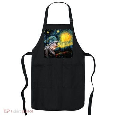 Moodeng Starry Night Van Gogh Funny Moodeng Meme Apron