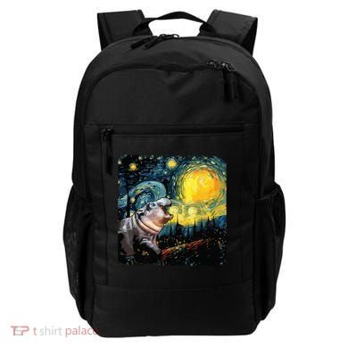 Moodeng Starry Night Van Gogh Funny Moodeng Meme Backpack
