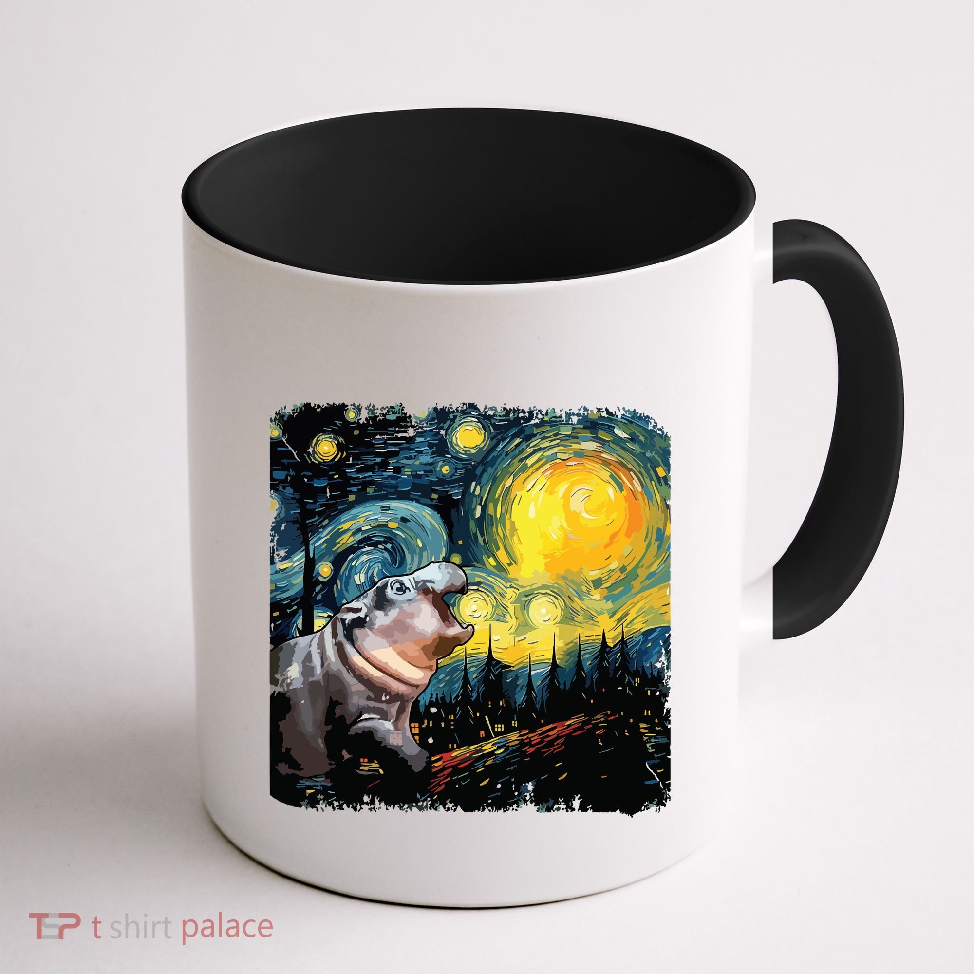 Moodeng Starry Night Van Gogh Funny Moodeng Meme Coffee Mug
