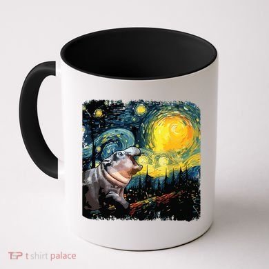 Moodeng Starry Night Van Gogh Funny Moodeng Meme Coffee Mug