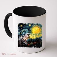 Moodeng Starry Night Van Gogh Funny Moodeng Meme Coffee Mug thumb 0