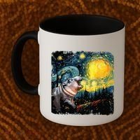 Moodeng Starry Night Van Gogh Funny Moodeng Meme Coffee Mug thumb 2