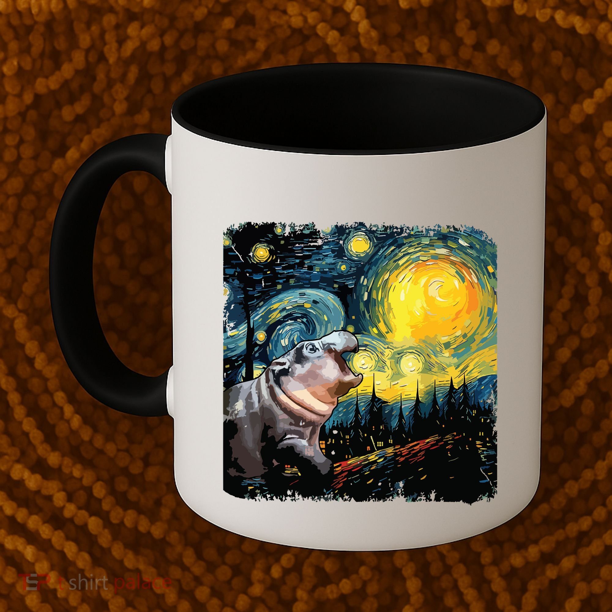 Moodeng Starry Night Van Gogh Funny Moodeng Meme Coffee Mug