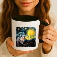 Moodeng Starry Night Van Gogh Funny Moodeng Meme Coffee Mug thumb 3