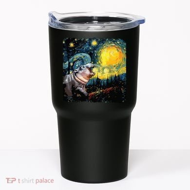 Moodeng Starry Night Van Gogh Funny Moodeng Meme Tumbler