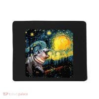 Moodeng Starry Night Van Gogh Funny Moodeng Meme Mousepad thumb 0