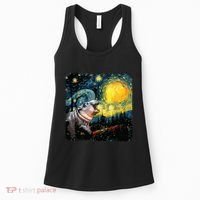 Moodeng Starry Night Van Gogh Funny Moodeng Meme Women's Tank Top thumb 0