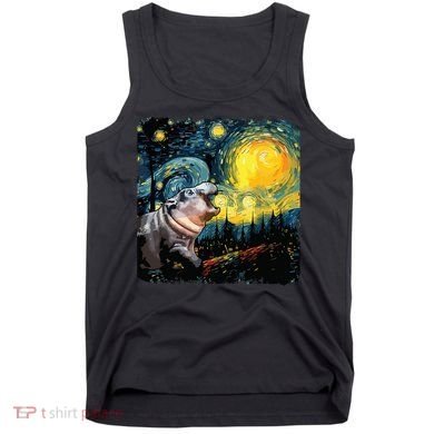 Moodeng Starry Night Van Gogh Funny Moodeng Meme Tank Top