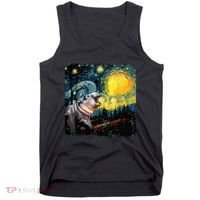 Moodeng Starry Night Van Gogh Funny Moodeng Meme Tank Top thumb 0