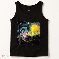 Moodeng Starry Night Van Gogh Funny Moodeng Meme Tank Top thumb 2