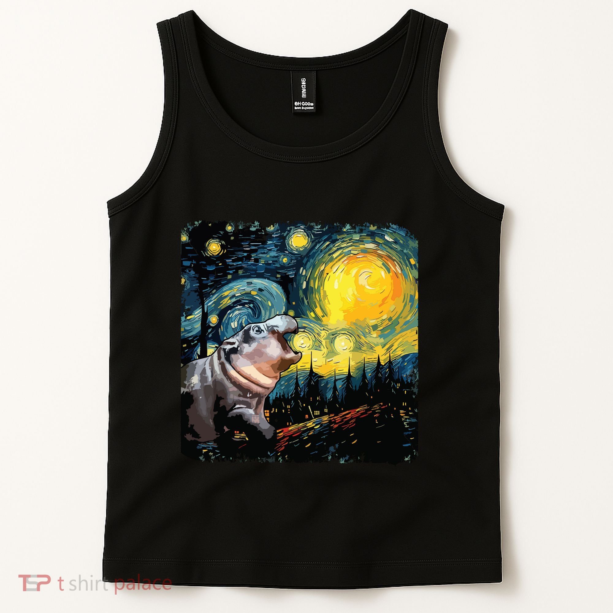 Moodeng Starry Night Van Gogh Funny Moodeng Meme Tank Top