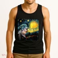 Moodeng Starry Night Van Gogh Funny Moodeng Meme Tank Top thumb 3