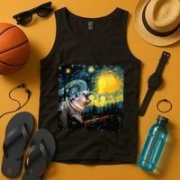 Moodeng Starry Night Van Gogh Funny Moodeng Meme Tank Top thumb 4
