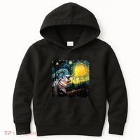 Moodeng Starry Night Van Gogh Funny Moodeng Meme Kids Hoodie thumb 0
