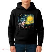 Moodeng Starry Night Van Gogh Funny Moodeng Meme Kids Hoodie thumb 4
