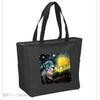 Moodeng Starry Night Van Gogh Funny Moodeng Meme Tote Bag thumb 2