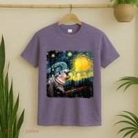 Moodeng Starry Night Van Gogh Funny Moodeng Meme T-Shirt thumb 2
