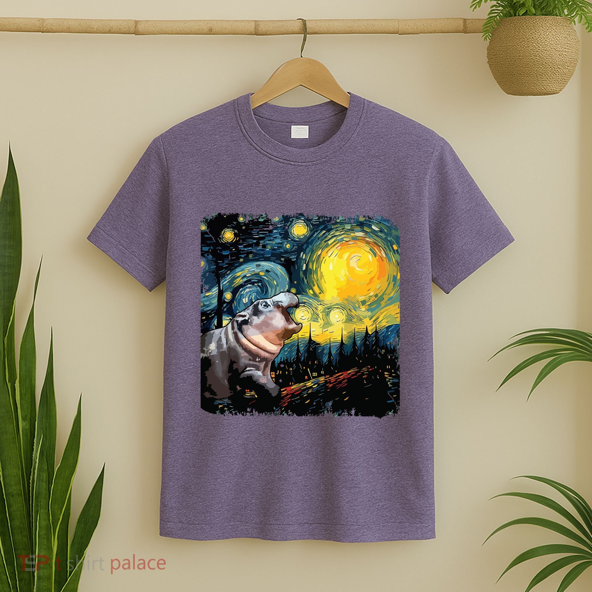 Moodeng Starry Night Van Gogh Funny Moodeng Meme T-Shirt