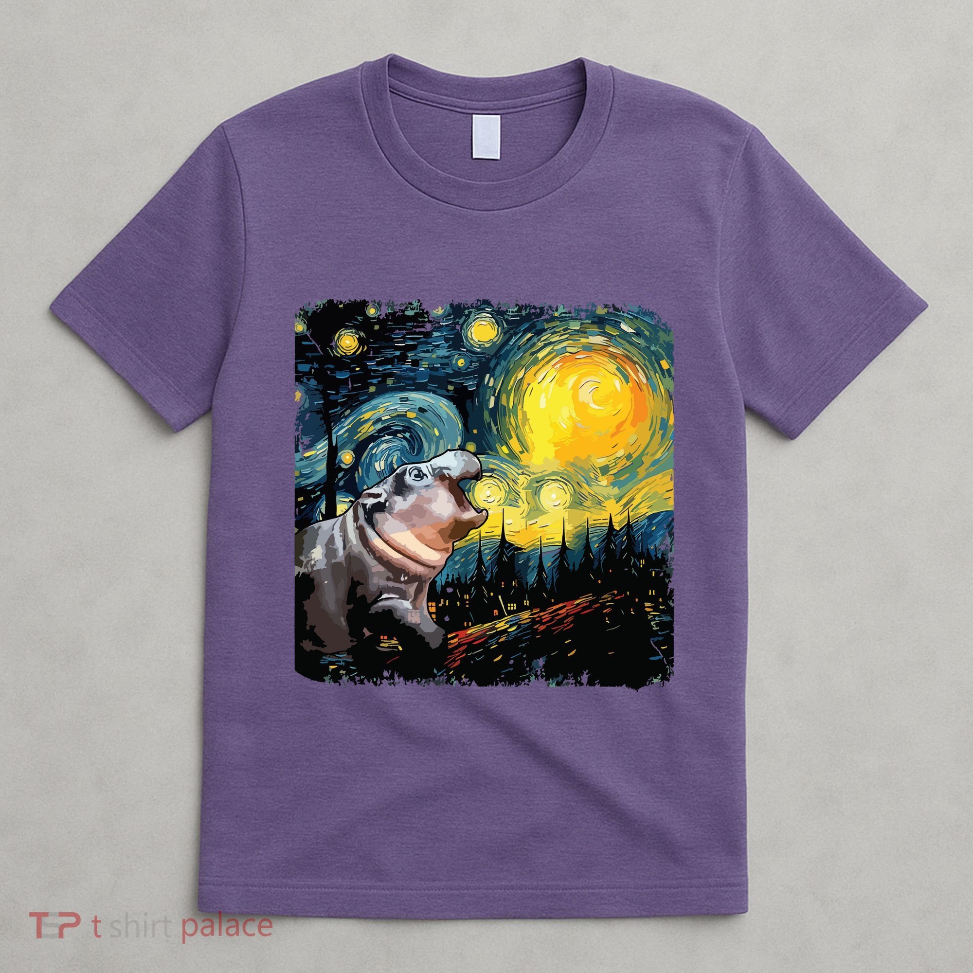 Moodeng Starry Night Van Gogh Funny Moodeng Meme T-Shirt