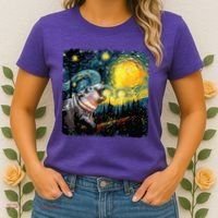Moodeng Starry Night Van Gogh Funny Moodeng Meme Women's T-Shirt thumb 2