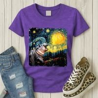 Moodeng Starry Night Van Gogh Funny Moodeng Meme Women's T-Shirt thumb 3