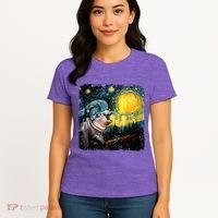 Moodeng Starry Night Van Gogh Funny Moodeng Meme Women's T-Shirt thumb 4
