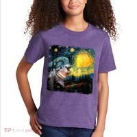 Moodeng Starry Night Van Gogh Funny Moodeng Meme Kids T-Shirt thumb 2