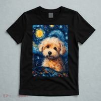 Maltipoo Starry Night Van Gogh Maltese Poodle Dog Art T-Shirt thumb 5