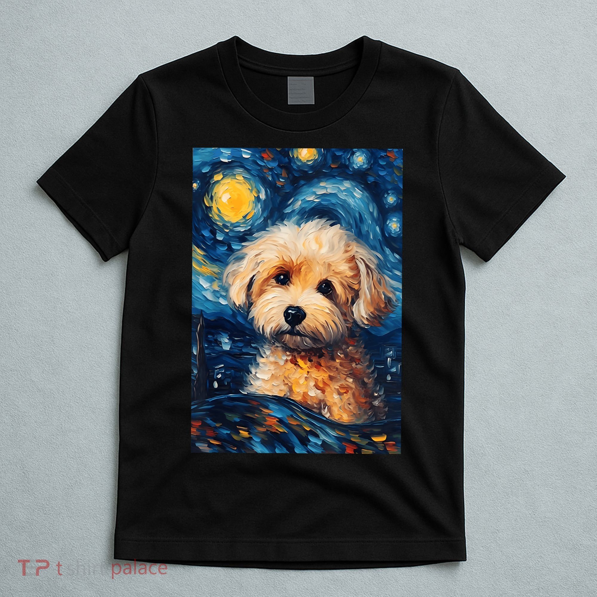 Maltipoo Starry Night Van Gogh Maltese Poodle Dog Art T-Shirt