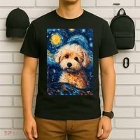 Maltipoo Starry Night Van Gogh Maltese Poodle Dog Art T-Shirt thumb 6